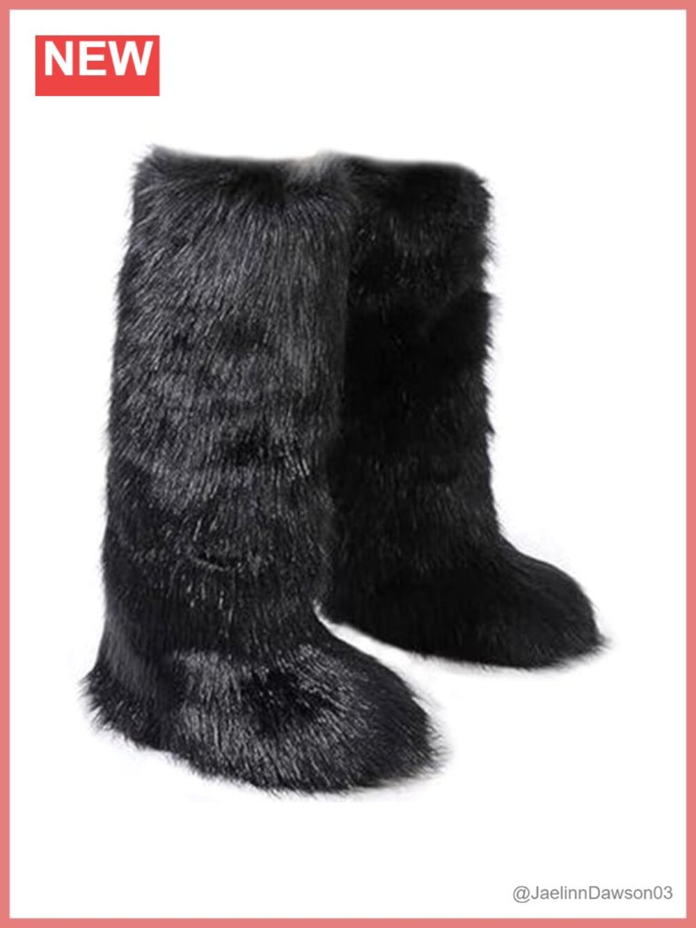 Faux Fur Knee-High Winter Boots Fluffy Furry Slip-On Snow Boots